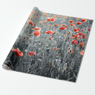 Wildflowers poppies wrapping paper
