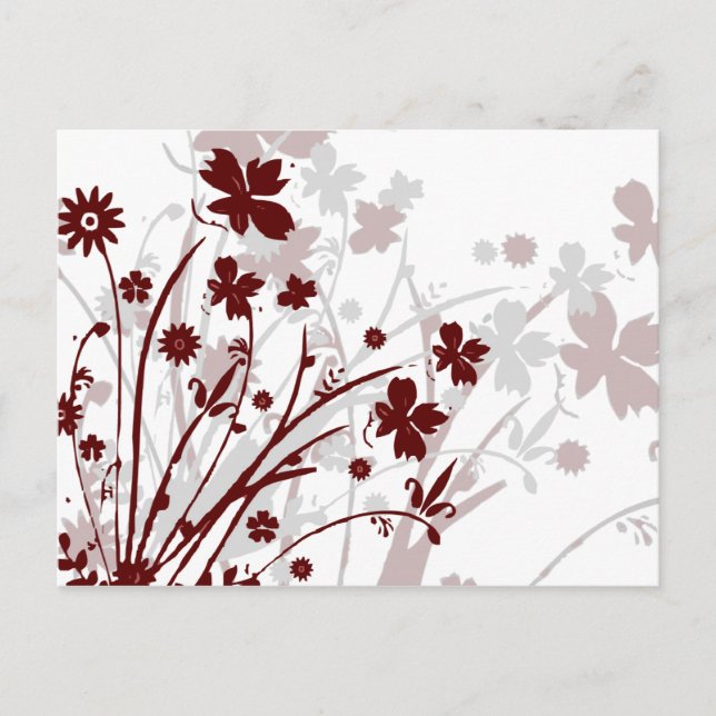 Wildflowers Postcard (Burgundy) (Front)