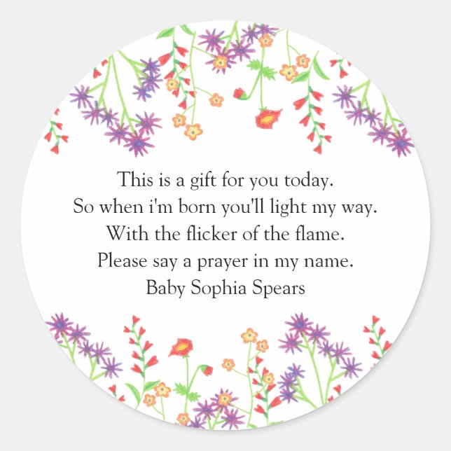 Wildflowers - Prayer Candle Label (Front)