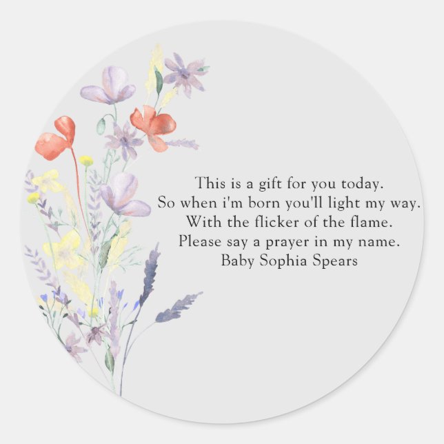 Wildflowers - Prayer candle label (Front)