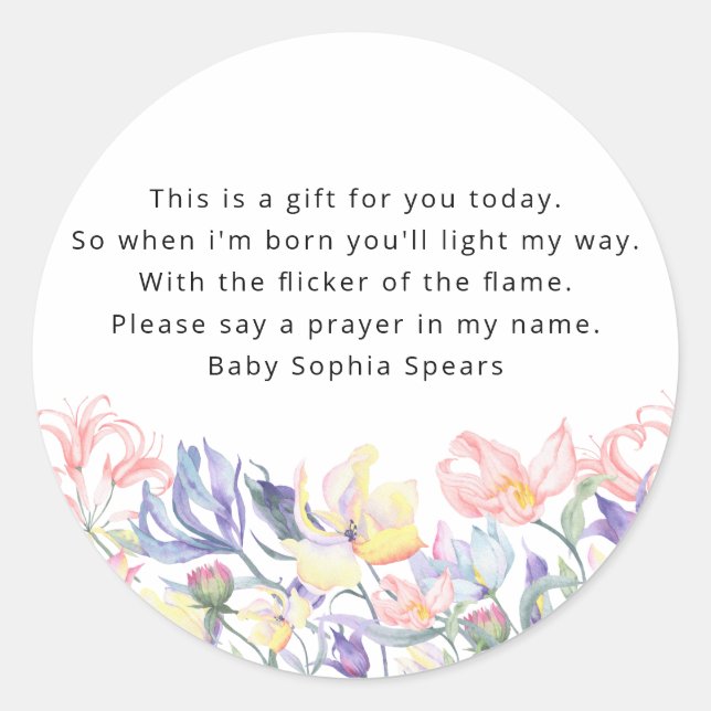 Wildflowers - Prayer Candle Label (Front)