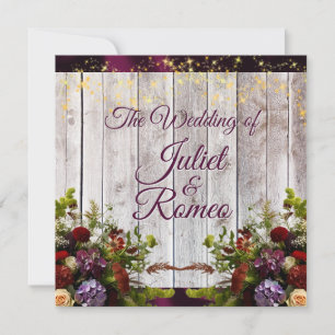Wildflowers, Purple Ribbon & Lights Wedding Invitation