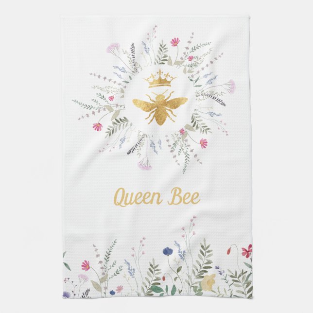 wildflowers  queen bee kitchen towel (Vertical)
