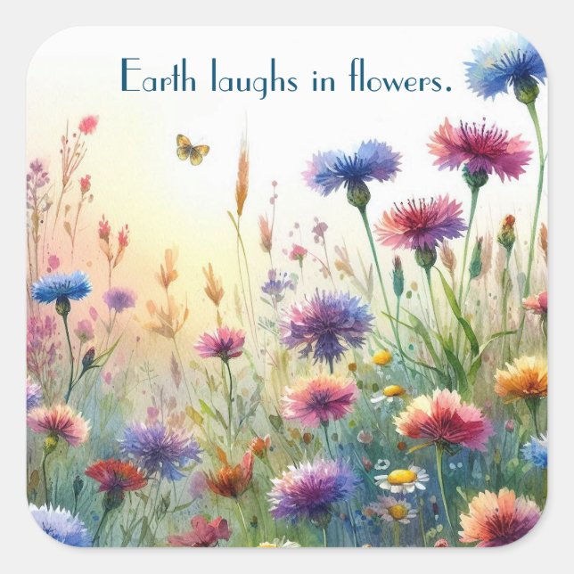 Wildflowers & Quote	 Square Sticker (Front)