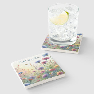 Wildflowers & Quote Stone Coaster