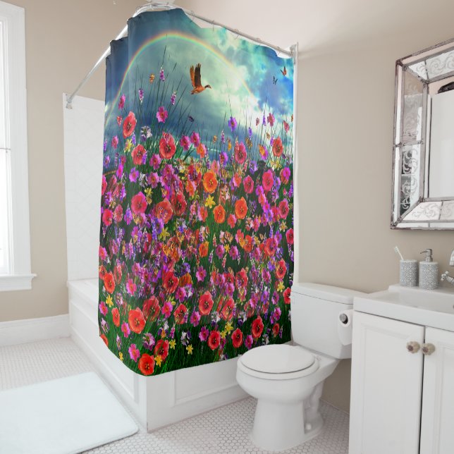 WildFlowers - Rainbows  Shower Curtain (In Situ)
