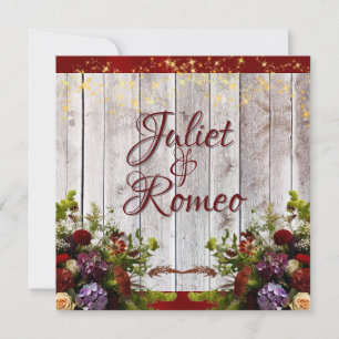 Wildflowers, Red Ribbon & Lights Wedding 2 Invitation