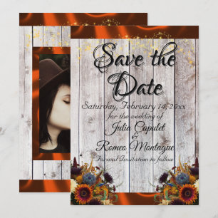 Wildflowers, Ribbon & Lights - Copper Save The Date