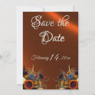 Wildflowers, Ribbon & Photo - Copper Save The Date