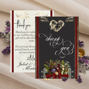Wildflowers & Ribbon - Red Thank You Card