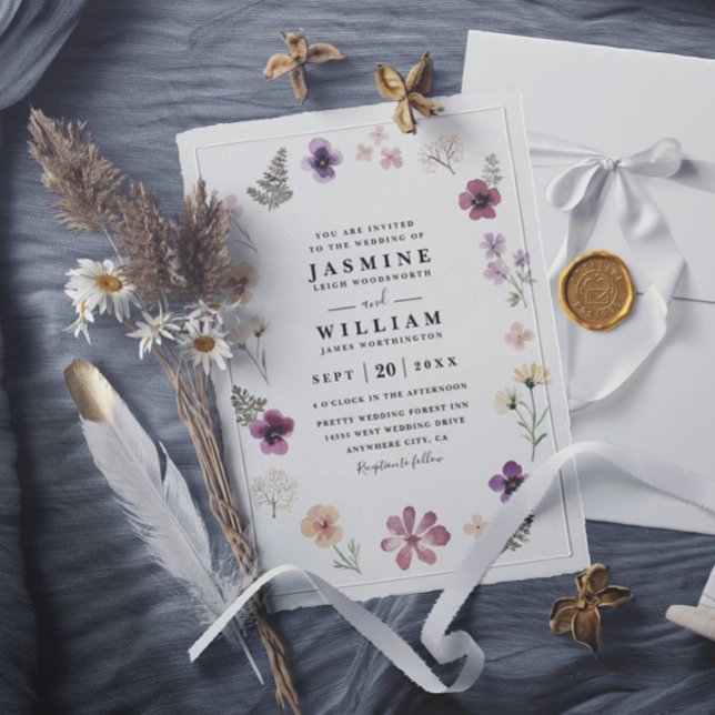 Wildflowers Rustic Elegant Modern Chic Wedding Invitation (Creator Uploaded)