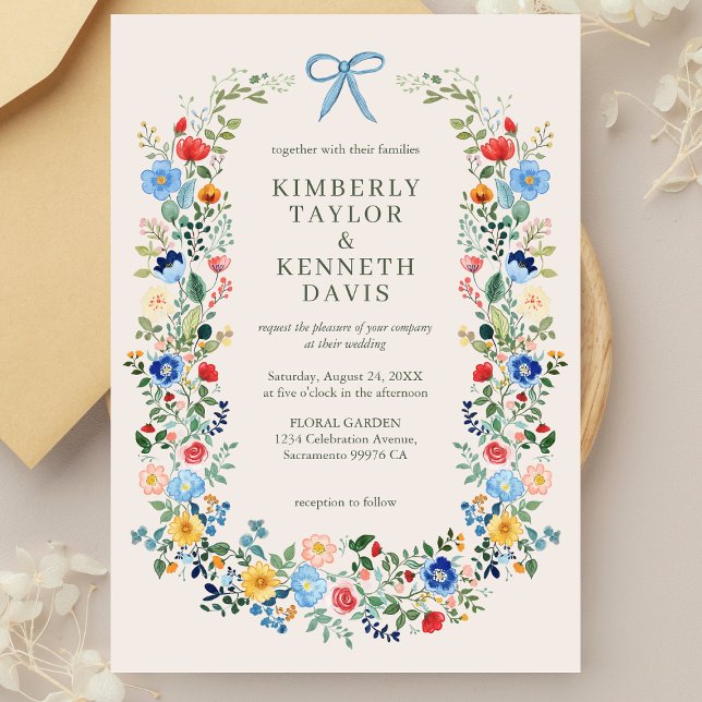 Wildflowers Rustic Garden Wedding Invitation (Creator Uploaded)