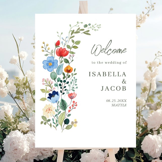  Wildflowers Rustic Garden Wedding Welcome  Poster (Creator Uploaded)