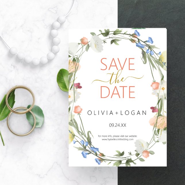  Wildflowers Save the Date Announcement Card (Creator Uploaded)