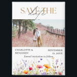 Wildflowers Save The Date Wedding Magnet<br><div class="desc">The Wildflowers Save the Date Wedding Magnet offers a beautiful, nature-inspired way to announce your special day. With an engagement photo template that allows you to feature a cherished photo, this magnet combines elegant typography with a watercolor wildflowers border frame that creates a rustic yet sophisticated look. Its floral and...</div>