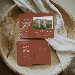 Wildflowers Save The Date with Photo Postcard