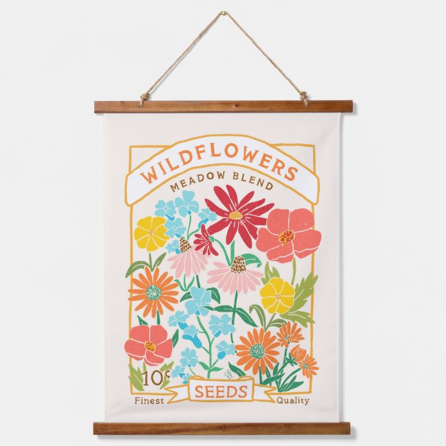 Wildflowers Seed Packet Hanging Tapestry  (Front)
