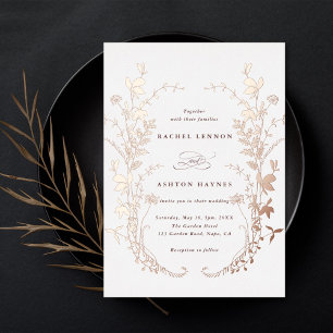 Wildflowers Silhouette Wreath Wedding Rose Gold