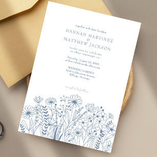 Wildflowers Simple Elegant Boho Wedding Invitation