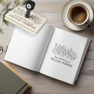 Wildflowers Simple Line Art Flowers Meadow CUSTOM Rubber Stamp