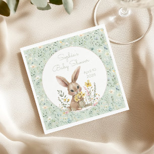 Wildflowers Somebunny On The Way Baby Shower Napkin