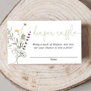 Wildflowers spring baby shower diaper raffle cards