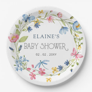 Wildflowers Spring Blossoms Floral Baby Shower Paper Plate