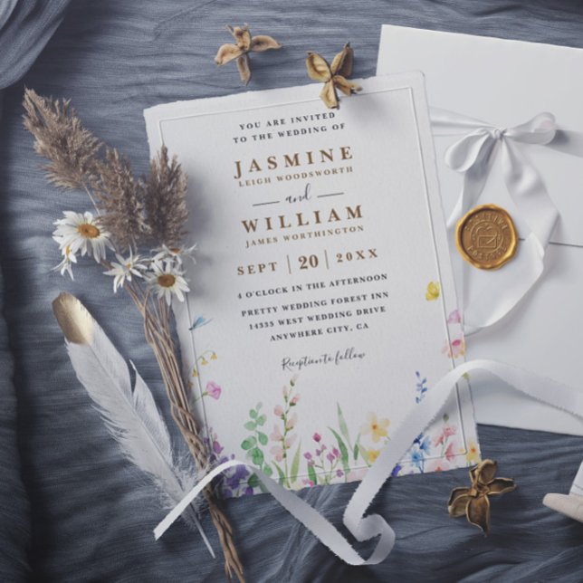 Wildflowers Spring Elegant Modern Rustic Wedding Invitation (Creator Uploaded)