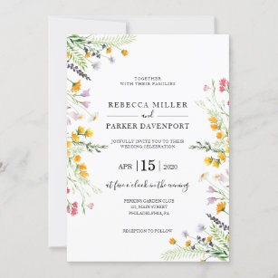 Wildflowers spring modern Wedding invitation