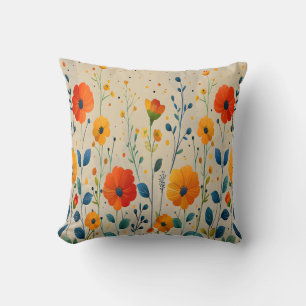 Wildflowers Spring Throw Pillow