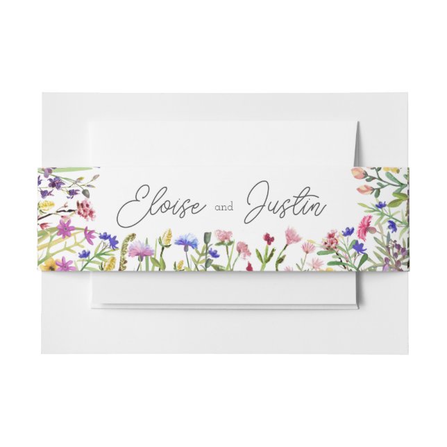 Wildflowers Spring Wedding Invitation Belly Band (Front Example)