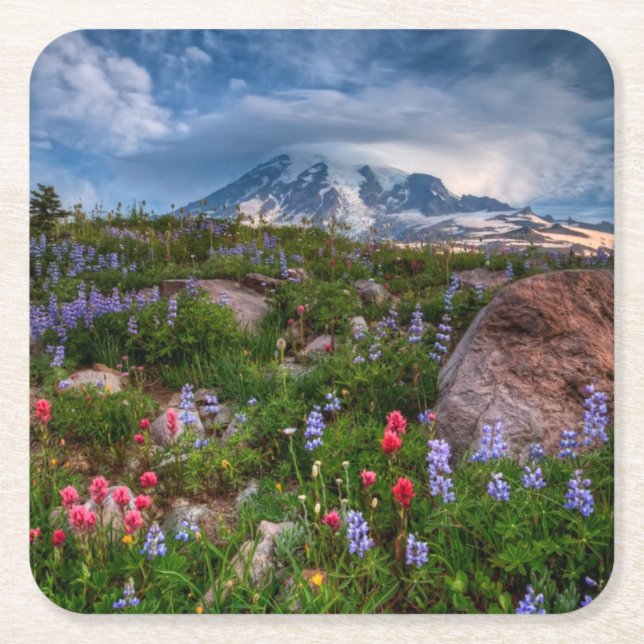 Wildflowers Square Paper Coaster (Front)