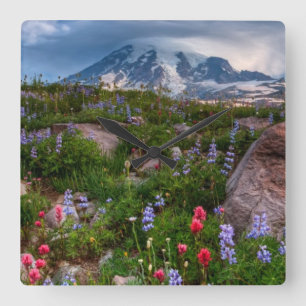 Wildflowers Square Wall Clock