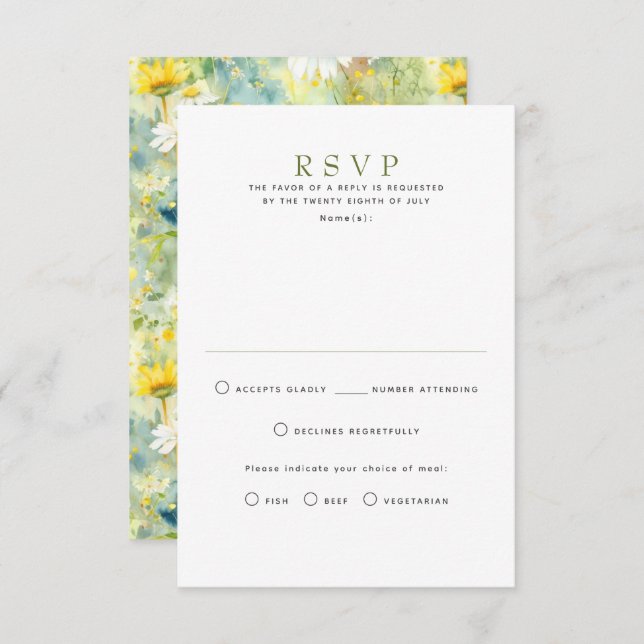Wildflowers Summer Wedding RSVP Cards (Front/Back)