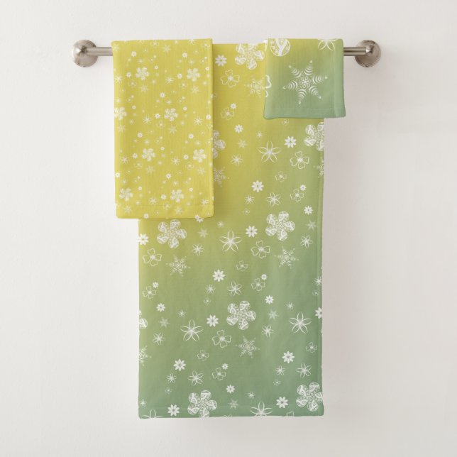 Wildflowers Summer Yellow Daisy Pattern  Bath Towel Set (Insitu)