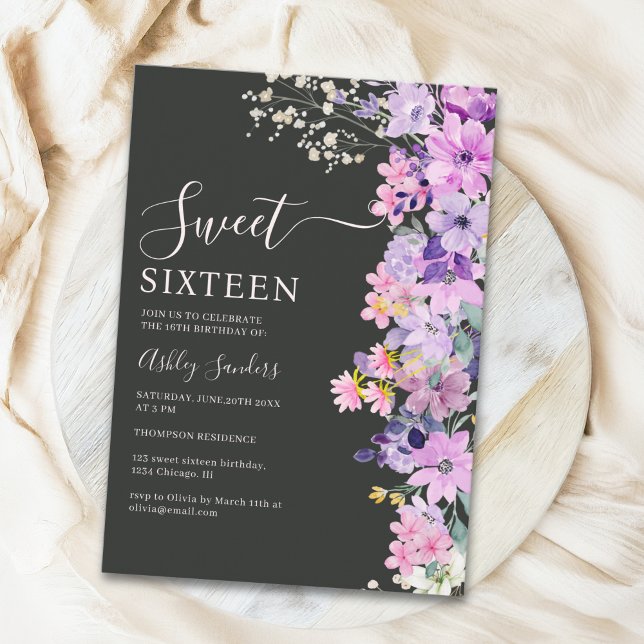 Wildflowers Sweet 16 Birthday Celebration Invitation (Creator Uploaded)