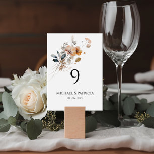Wildflowers table numbers elegant typography