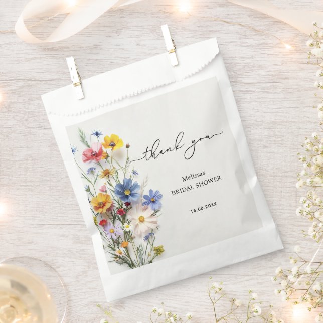 Wildflowers Thank You Bridal Shower Favour Bag (Clipped)