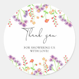 Wildflowers thank you classic round sticker