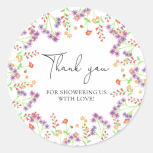 Wildflowers thank you  classic round sticker