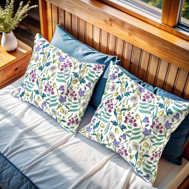 Wildflowers Throw Pillow (Wildflowers Cream Throw Pillow)