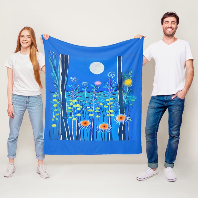 Wildflowers under a Full Moon Fleece Blanket (In Situ)
