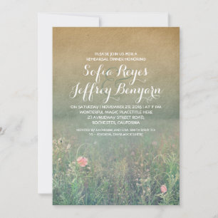 wildflowers vintage rehearsal dinner invites
