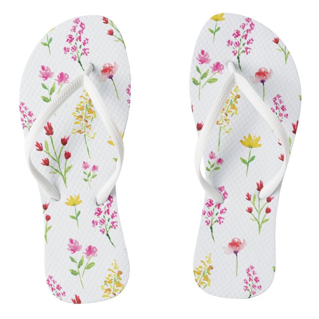 Wildflowers Watercolor Floral Elegant Flip Flops (Footbed)