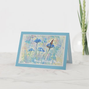 Wildflowers Watercolor Happy Birthday Card