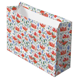 Wildflowers Watercolor In Sweet Red And Blue Large Gift Bag
