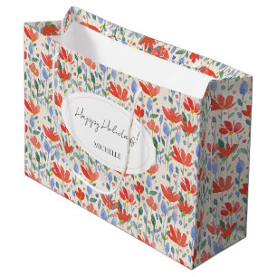 Wildflowers Watercolor In Sweet Red And Blue Large Gift Bag