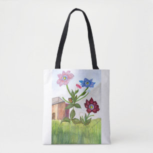 Wildflowers Watercolor Painting Tote Bag