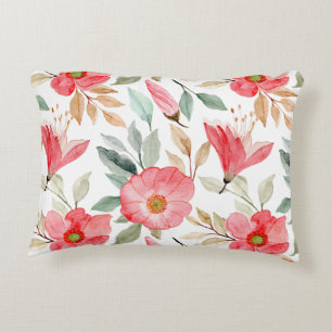 Wildflowers Watercolor Pattern – Colorful Floral Accent Pillow