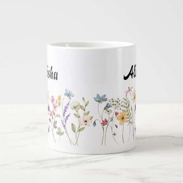 Wildflowers Watercolor Personalized Coffee Mug (Front)